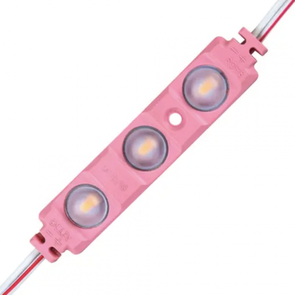 Лед модуль (кластер) 12В BRT XG194 5630-3led W 1,5Вт PINK Рожевий IP65 з лінз. напівсф.