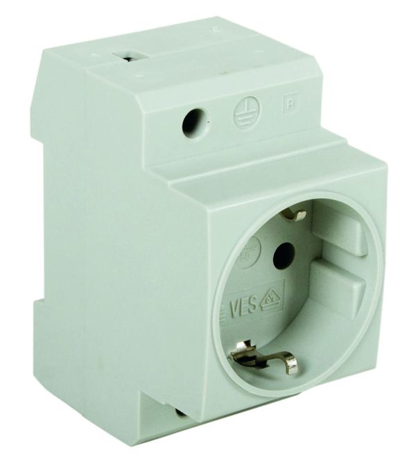 Розетка Pollmann на DIN-рейку 250В/16A, IEC 60884-1, сіра