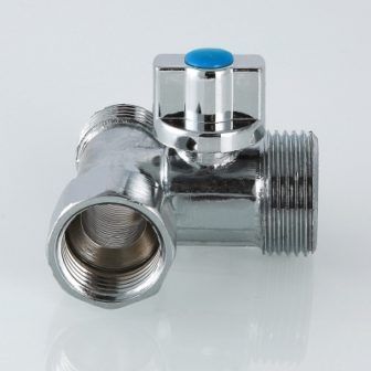 VT.256 Вентиль шаровий для пральної машини потрійний 1/2"x3/4"x1/2"