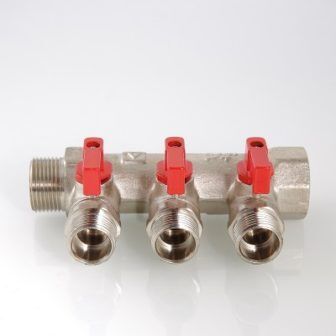 580 Колектор регулюючій зовнішня різьба 3 в. х3/4"х1/2" НІКЕЛЬ