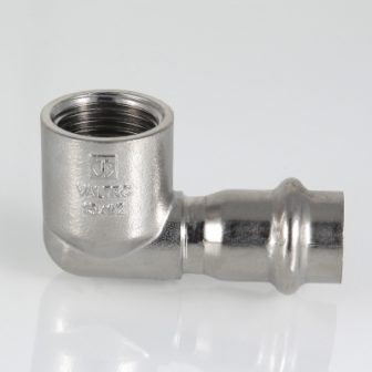 Кут 90° з внутрішньою різьбою НЕРЖ 22х1/2"