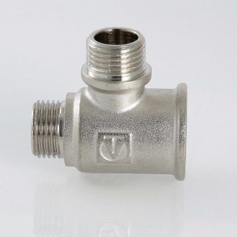Трійник з двома переходами на зовнішню різьбу 3/4"х1/2"х1/2"" внутрішня-зовнішня-зовнішня різьба