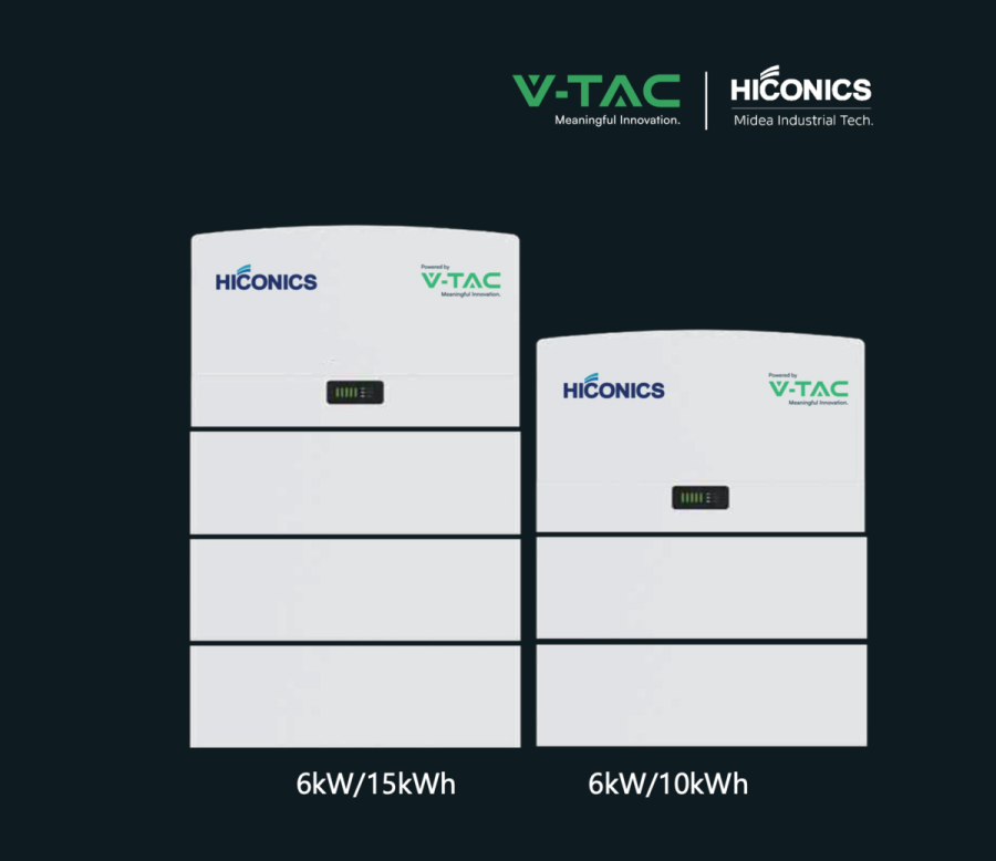 Інвертор 6кВт з 2шт АКБ по 5кВт Домашня система HEC2-BHP100r2 ALL in ONE Hiconics MIDEA 10kW+ 6kW HYBRID + BMS, LiFePo4, IP65, 85-400V, charge 10KW в ЧАС, RS485/CAN, WIFI, 6000Cycles, BOX