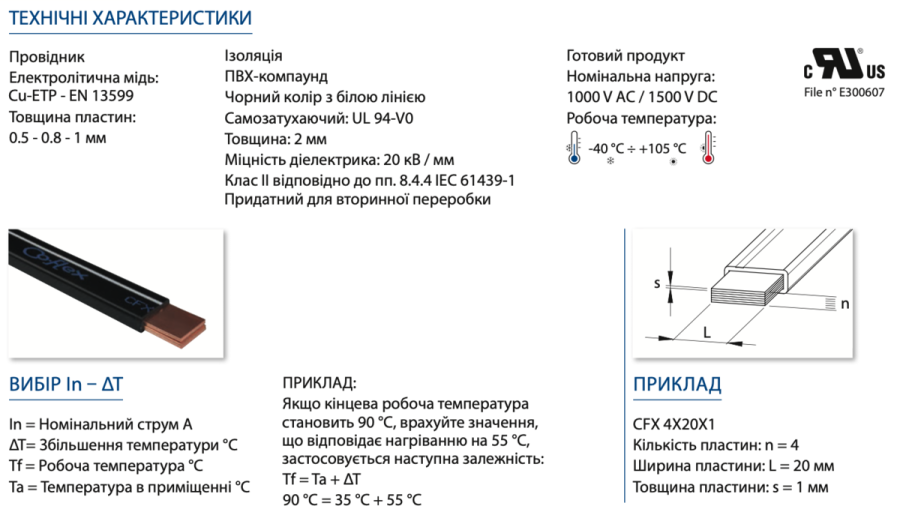 Гнучка мідна шина в ізоляції TEKNOMEGA COFLEX 5X32X1