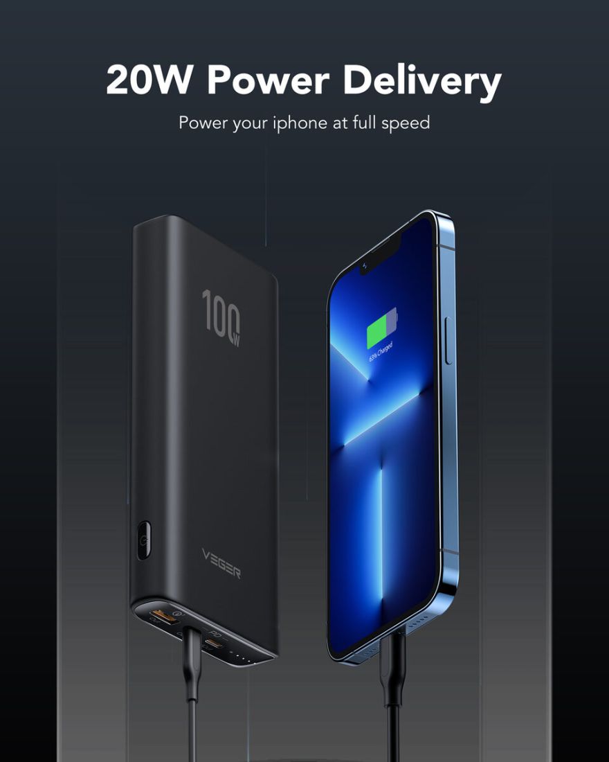 Зовнішній акумулятор Power Bank VEGER 20000MAH (W2032C)