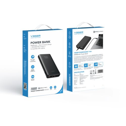 Зовнішній акумулятор Power Bank VEGER 20000MAH (W2032C)