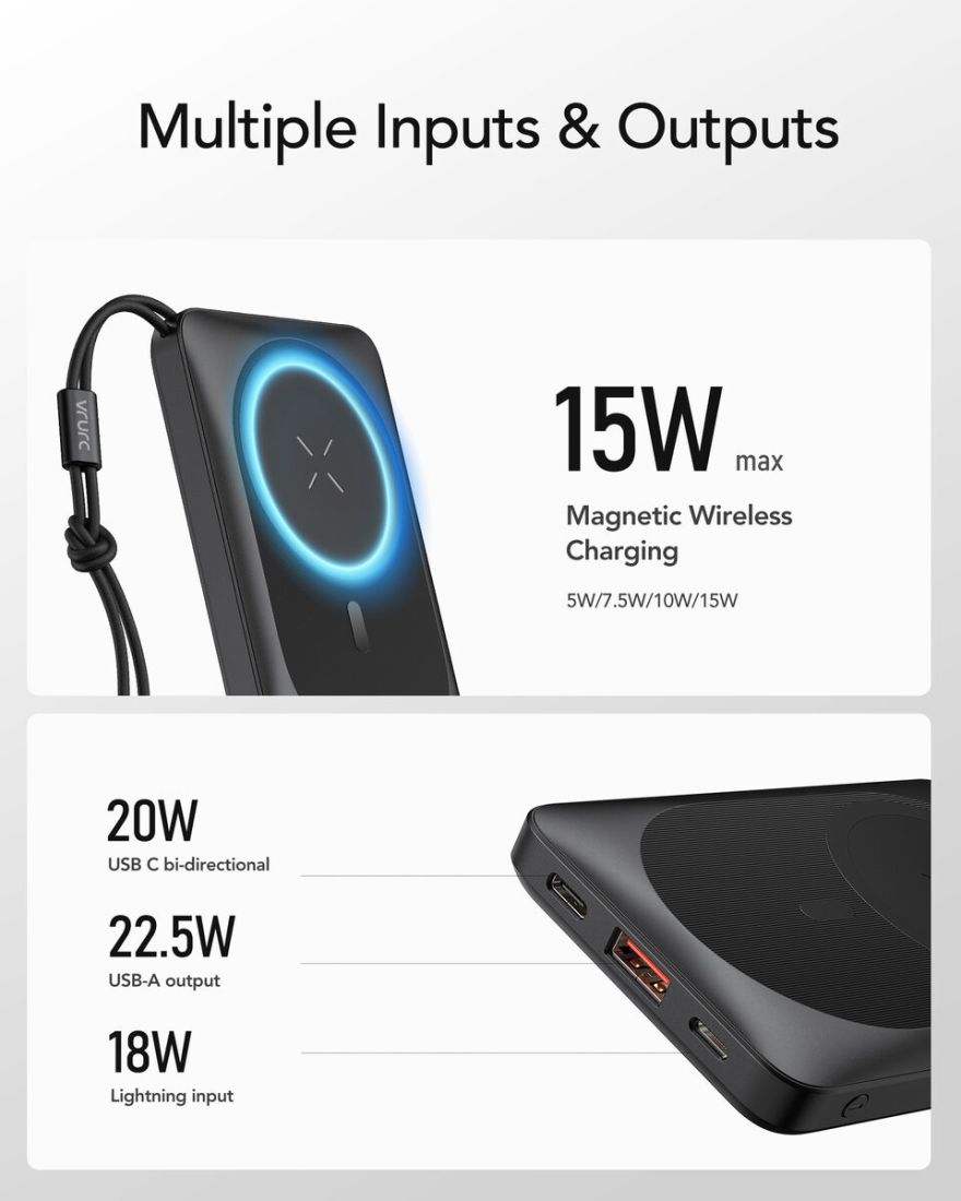 Зовнішній акумулятор Power Bank VEGER MagOn 10000MAH (W1151)
