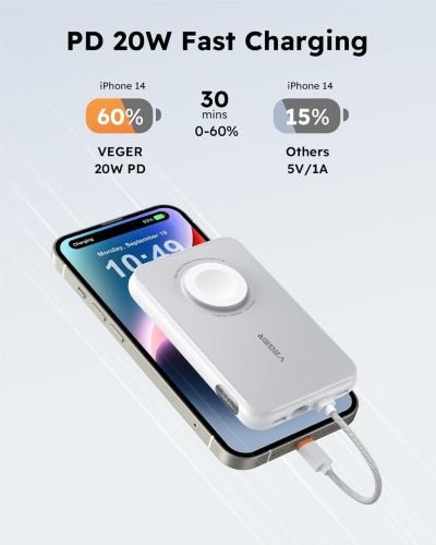 Зовнішній акумулятор Power Bank VEGER PD 10000MAH (W1171)