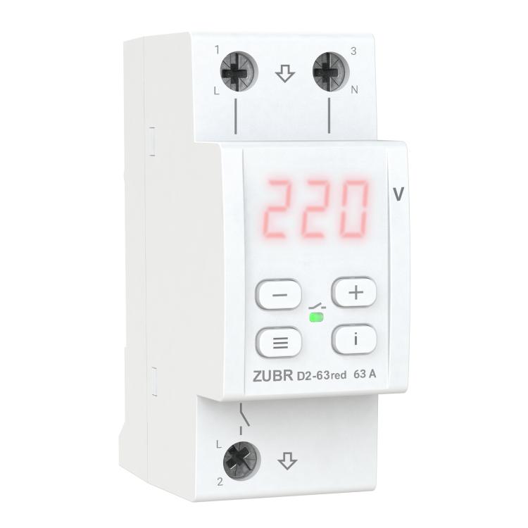 Реле напруги ZUBR D2-63 red 63А однофазне